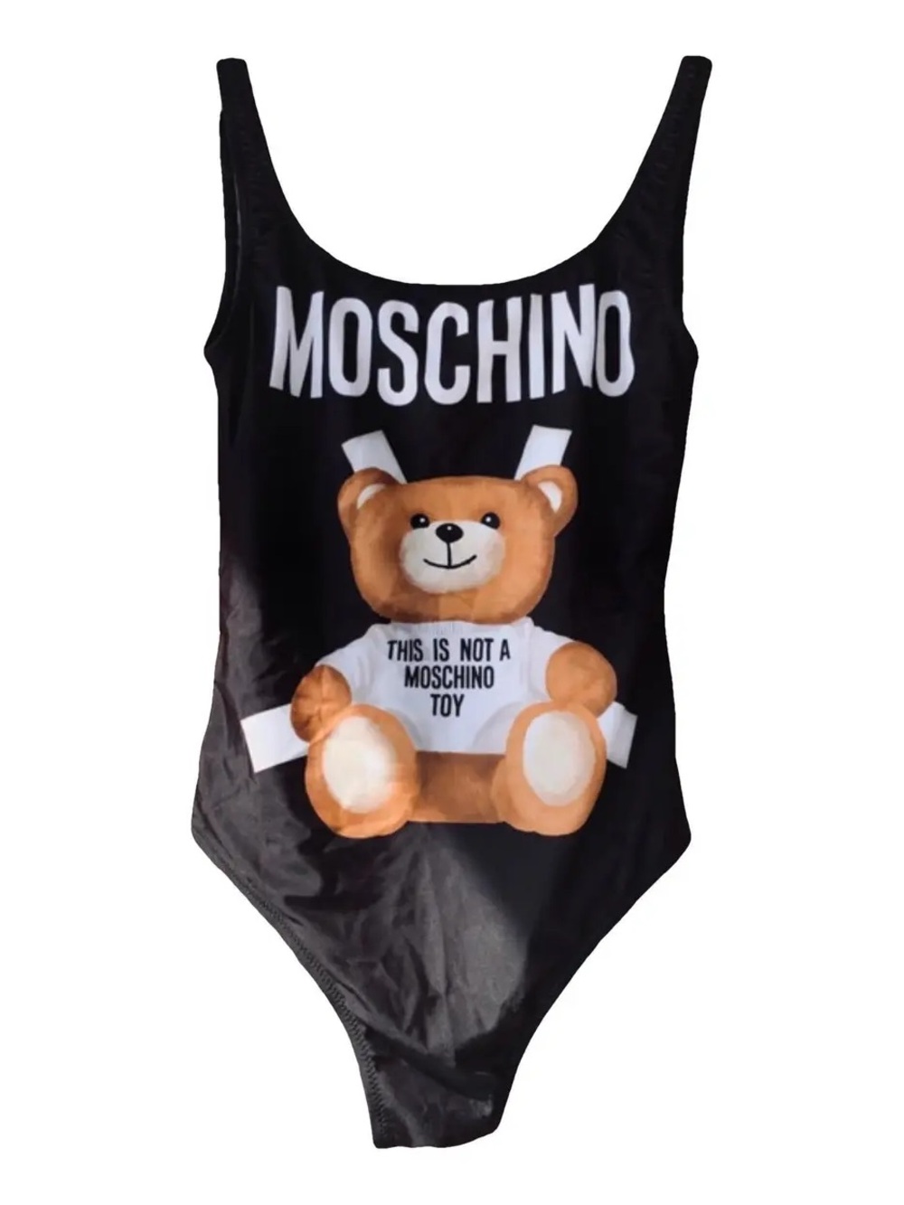 Black One-Piece Swim with Teddy Graphic - Picture 4 of 4